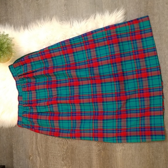 Pendleton Tartan Plaid Pleated Skirt Virgin Wool - Picture 3 of 7
